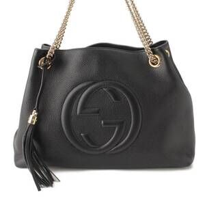 Gucci Soho Leather Chain Shoulder Bag Tote Black